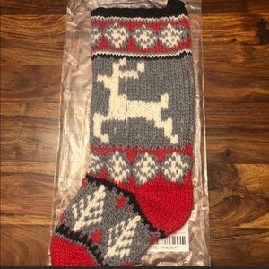 Indigo Christmas Reindeer Knit Stocking